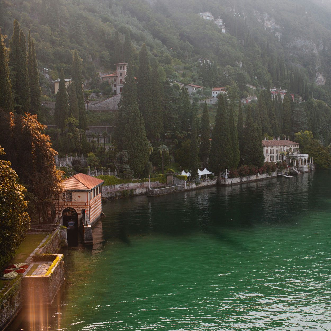 Lake Como Print, oak frame